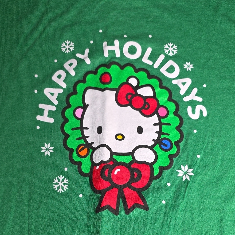 Hello Kitty Green Holiday T-Shirt with Red Bow - Picture 2 of 4